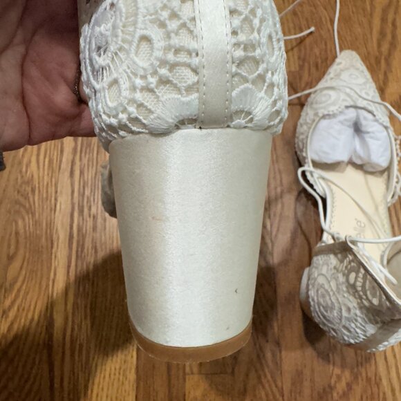 Bella Belle Floral Lace, Lace Up Block Heels ("Cassie" Style) - Picture 8 of 9